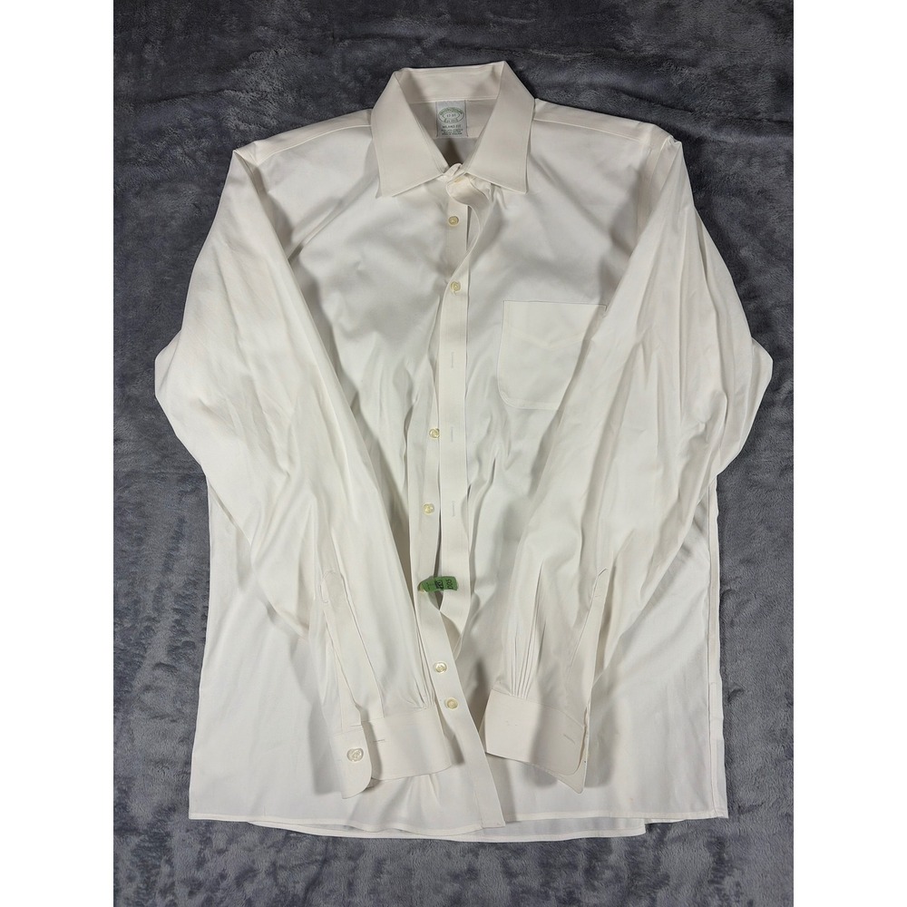 Brooks Brothers Milano Fit Shirt Mens 17-37 White Supima Cotton Non-Iron Stretch